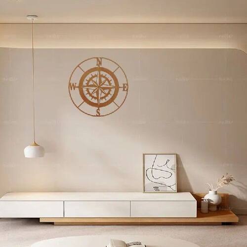 极速Rusty Round Compass Decor Metal Iron Sculpture Coastal