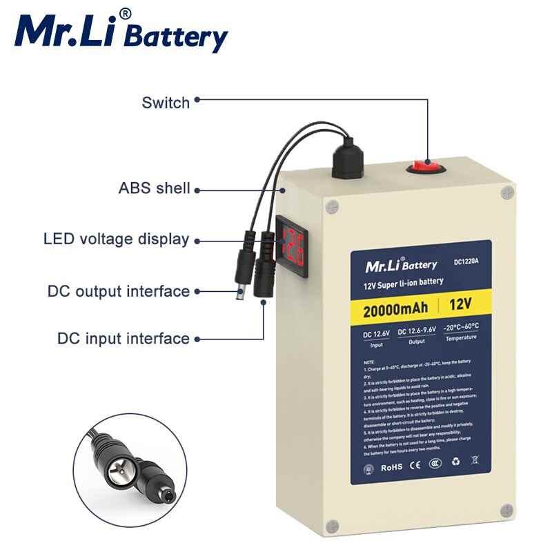 12V 20Ah Rechargeable 18650 Lithium Ion Battery Pack For Ene