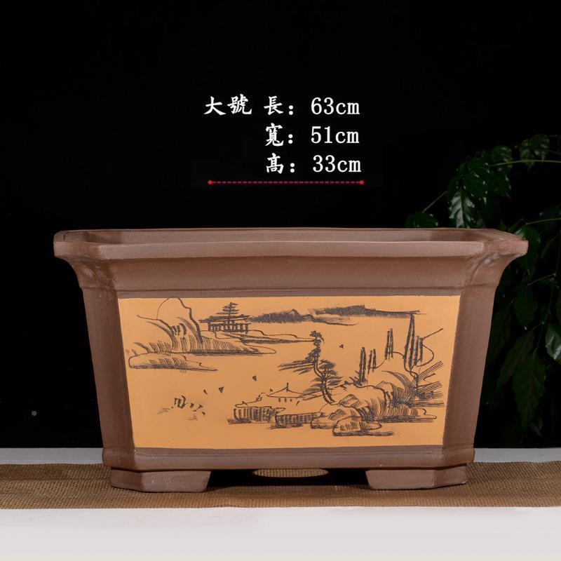 特大号长方形紫砂花盆60大口径种树盆超大加深老桩盆景盆榕树桩盆