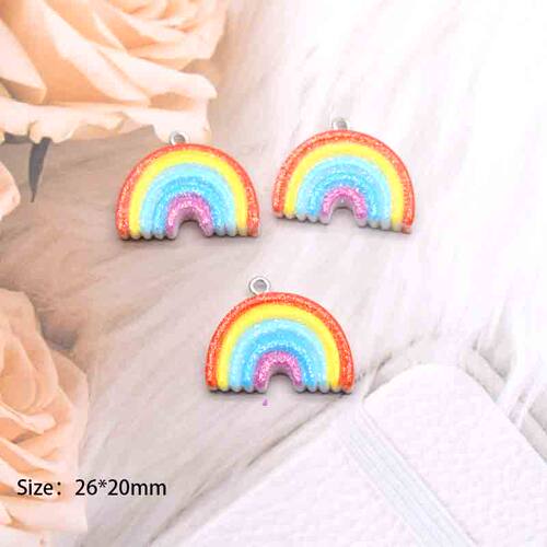极速10pcs 26*20mm Rainbows Flat Back Cute Charms For Pendant