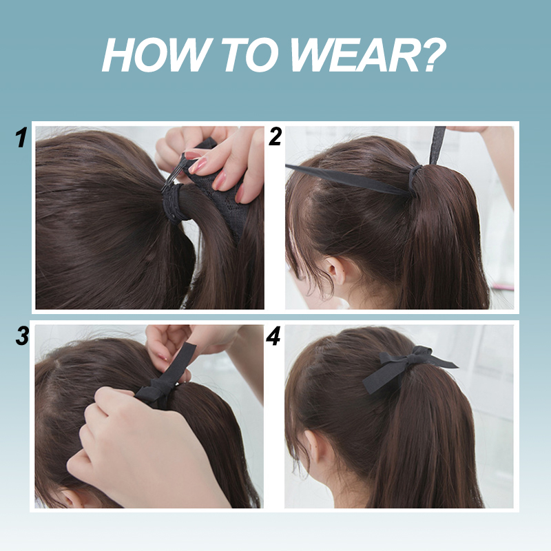 85cm Synthetic Long Straight Wrap Around tail Clip In tail F