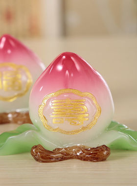 福寿桃摆件送老人生日朋友工艺礼品祝寿礼品家居装饰品佛堂摆件