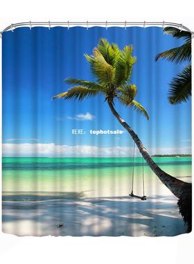 200cm/180cm 3D Print Shower Curtain Bathroom Curtains Coconu