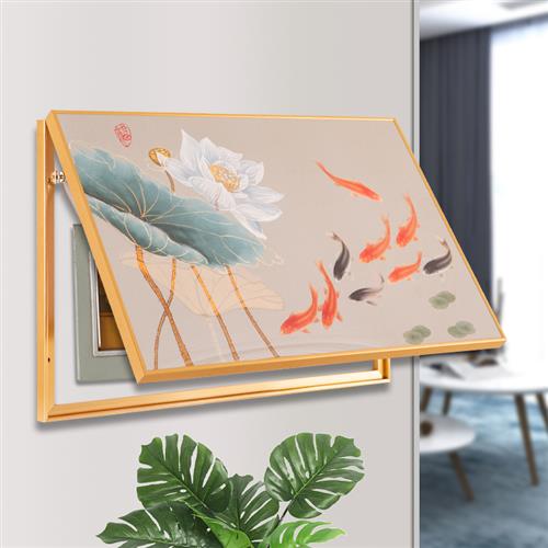 新中式免打孔电表箱装饰画配电箱电闸箱遮挡O装饰总开关电源箱盖