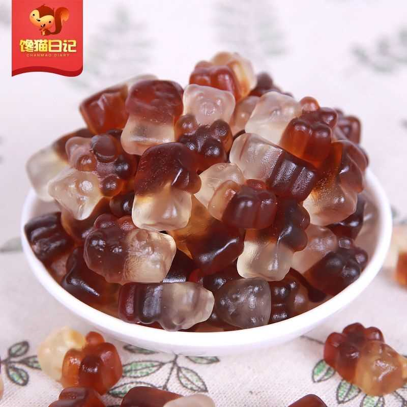 可乐味软糖雪碧汽水橡皮糖100-1000g蚯蚓瓶熊虫网红小零食可乐糖