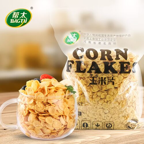 早餐零食玉米片麦片即食无糖精谷物非油炸泡牛奶酸奶香脆玉米片