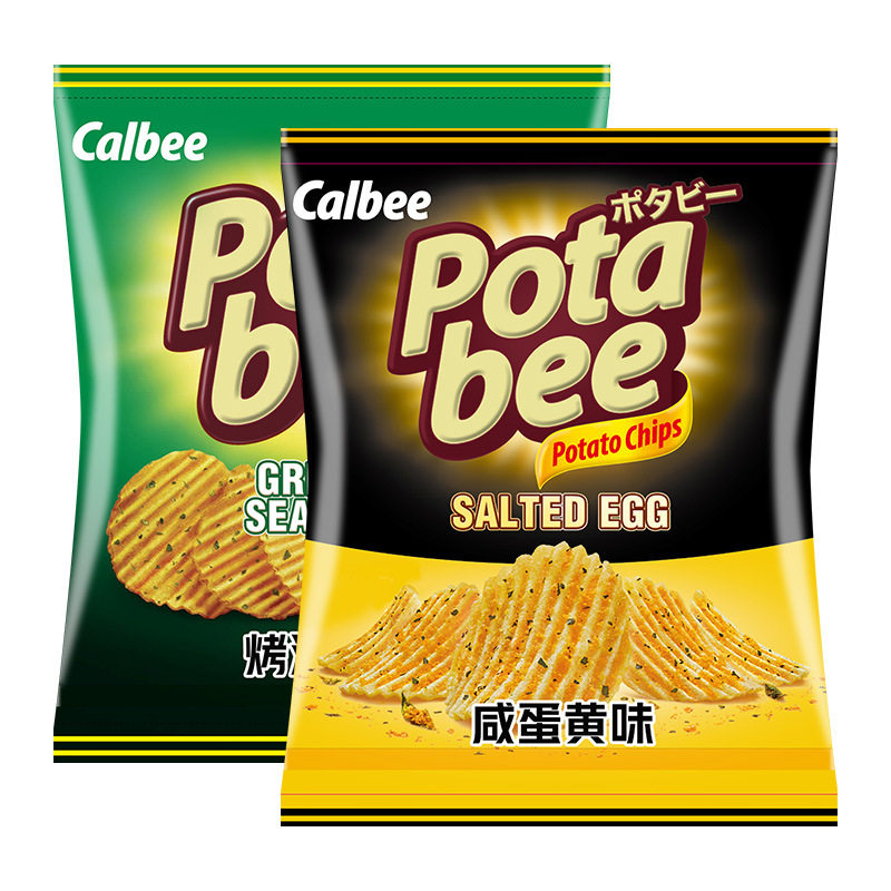 印尼进口卡乐比Calbee波塔比烤海苔味咸蛋味薯片膨化食品零食68g