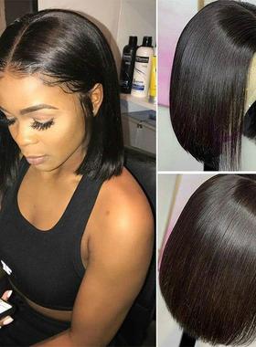 Straight Human Hair Wigs With Bangs Full Machine Made Wig