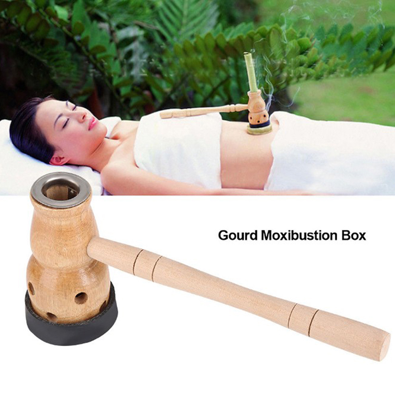1 set Wooden Gourd Moxa Burner Roll Massage Set Wormwood Art