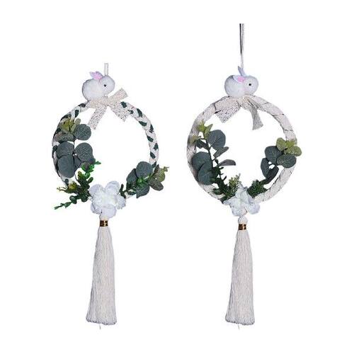 极速Boho Easter Rabbit Wreath for Front Door Artificial Wall