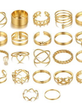 22pcs set New butterfly rings open joint ring set爱心戒指女