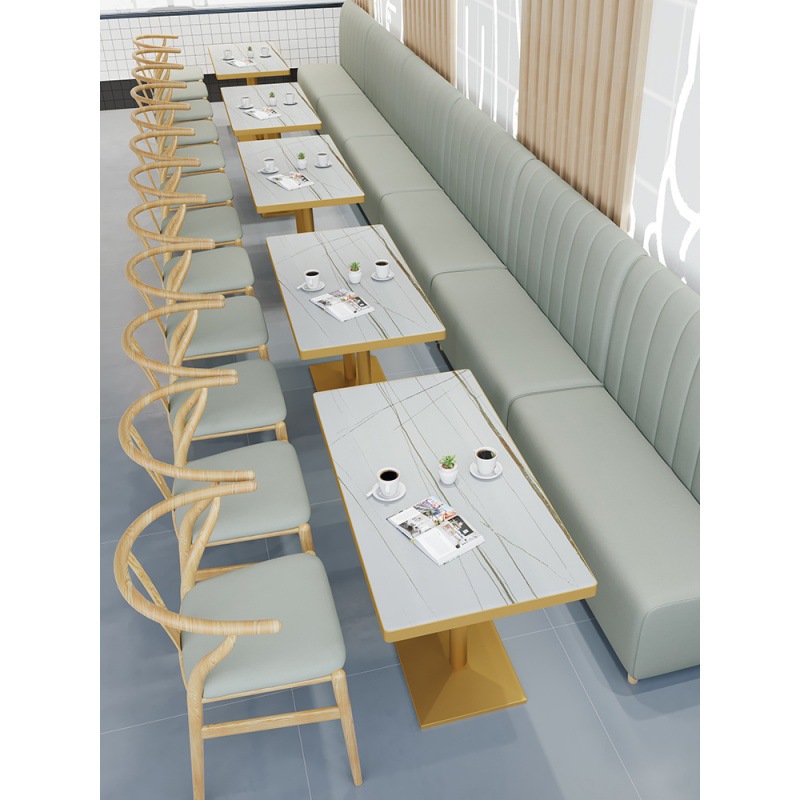 咖啡西餐厅休闲沙发火锅汉堡奶茶甜品店简约靠墙卡座桌椅组合