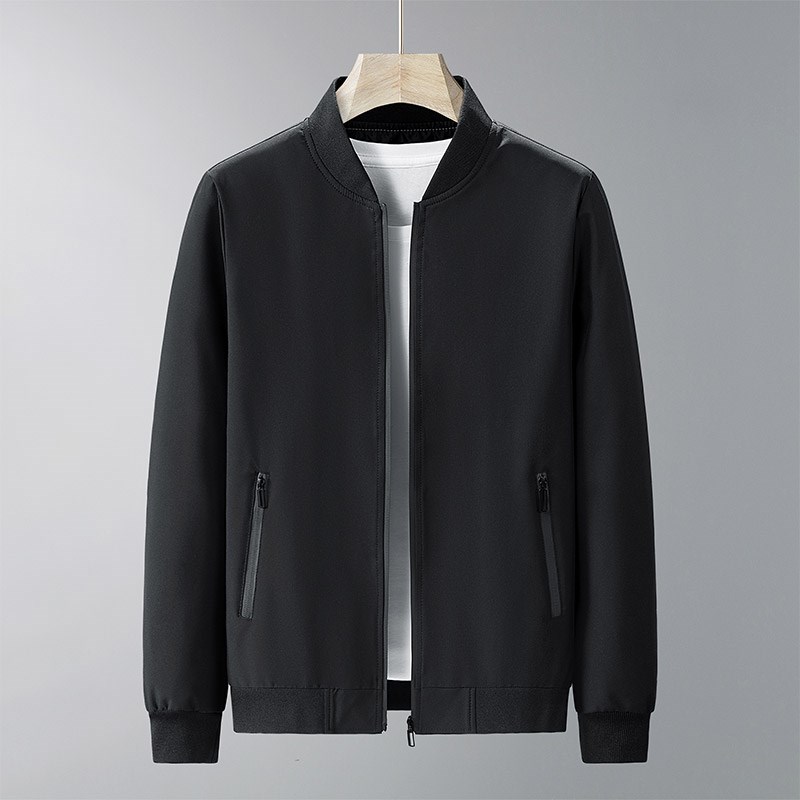 春秋款中年男士棒球领夹克外套大码防风爸爸装外穿品质外贸上衣服