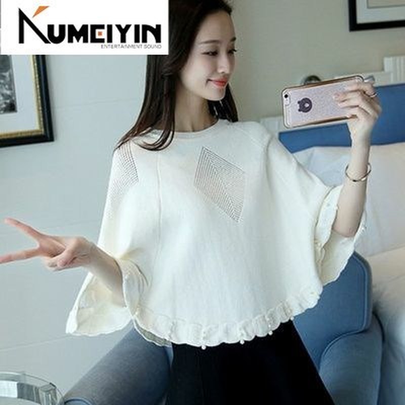 Women beads Loose knit sWeater shing sWeater coat cape shaWL