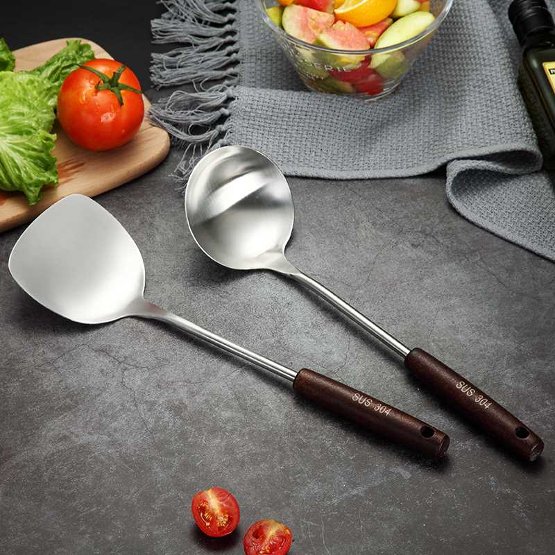 304 Stainless Steel Wooden Handle Spatula Spatula Household