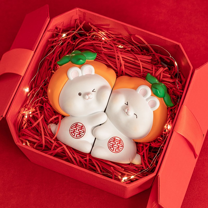 情侣兔子摆件结婚送新人客厅桌面装饰品婚房布置新婚订婚实用礼物