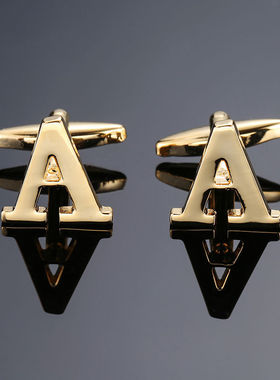 DY New high quality gold letters A-Z name Cufflinks men Fren