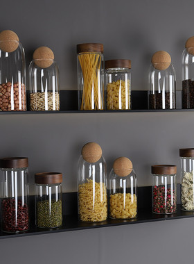 样板间厨房摆件收纳储物罐玻璃罐橱柜摆放装饰样板房软装搭配饰品