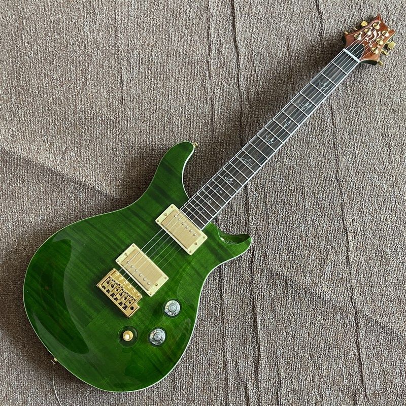 定制款绿色小双摇电吉他  支持来图定制改装