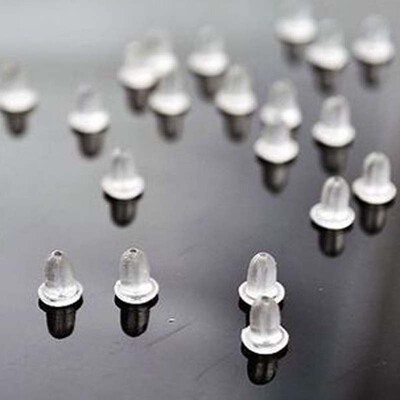 5mm 100pcs Clear Soft Silicone Rubber Earring Backs Safety R