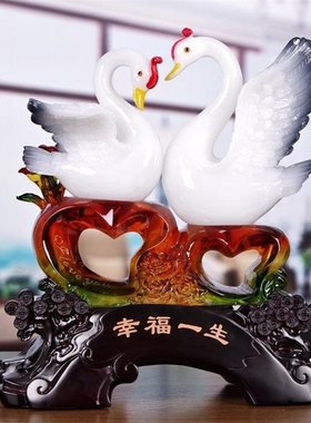 结婚礼物创意实用婚房新房装饰 鸳鸯摆件一对大号 天鹅摆设工艺品