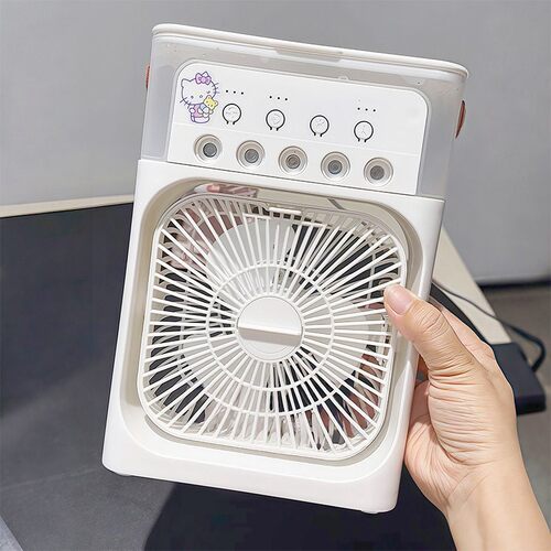 喷雾风扇五孔冰雾静音插电式大风力学生宿舍办公室桌面制冷电风扇