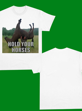 HOLD YOUR HORSES FUNNY T-SHIRT扛起你马趣味搞笑短袖T恤男2025