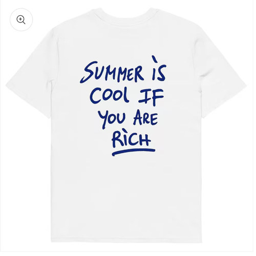 SUMMER IS COOL IF YOU ARE RICH 趣味手写英文短袖男女 白色宽松