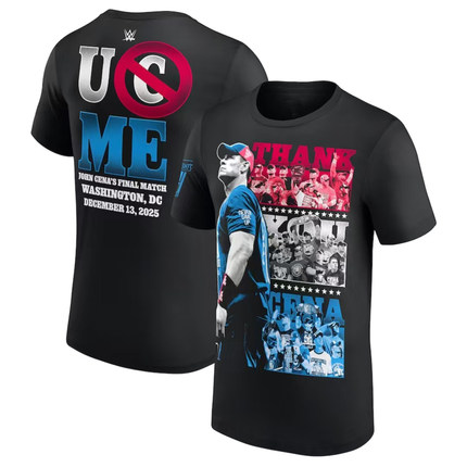 THANK YOU MEN'S BLACK JOHN CENA T-SHIRT谢谢您塞纳纪念T恤2025