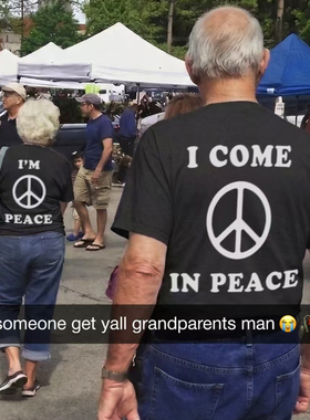 i come in peace t-shirt爱好和平美式趣味搞笑短袖T恤男女黑色