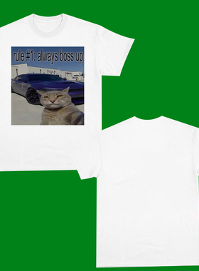 RULE NUMBER 1 ALWAYS BOSS UP FUNNY T-SHIRT字母休闲短袖T恤男