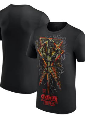 MEN'S BLACK THE UNDERTAKER  WWE X STRANGER THINGS T-SHIRTS