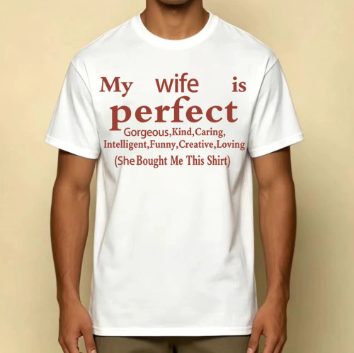 12种颜色可选My wife is perfect 趣味文案 T 恤搞笑情侣短袖上衣