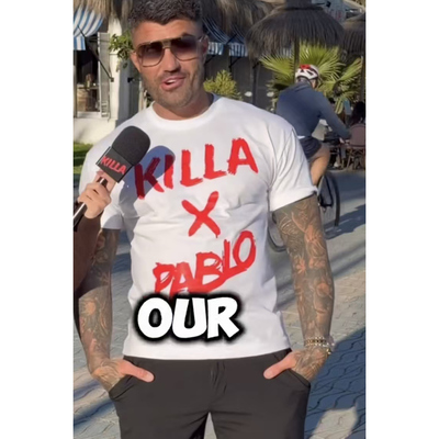 killa x pablo t-shirt美式趣味搞笑短袖T恤男女白色2026宽松百搭