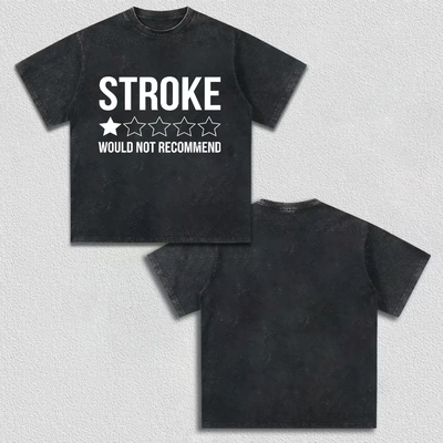 美式水洗做旧STROKE 一星差评趣味英文短袖男WOULD NOT RECOMMEND