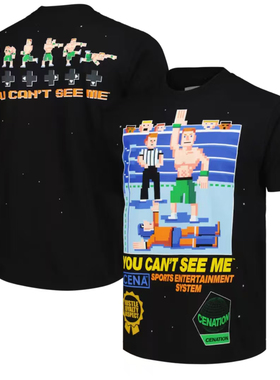MEN' S BLACK  JOHN CENA RETRO 8-BIT BOXY T-SHIRT塞纳拳击T恤