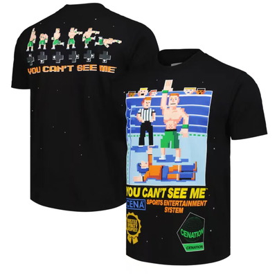 MEN' S BLACK  JOHN CENA RETRO 8-BIT BOXY T-SHIRT塞纳拳击T恤