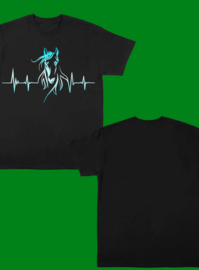 HORSE HEARTBEAT FUNNY T SHIRT趣味搞笑马心跳2025新款短袖宽松