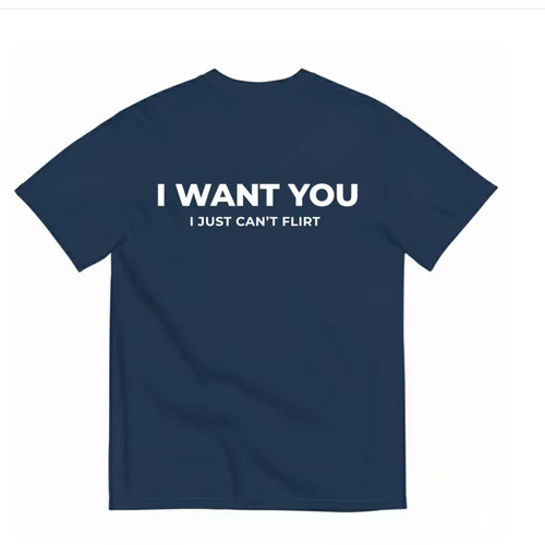 直球表白I WANT YOU funny shirt但我不会撩 趣味文字印花T恤短袖