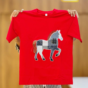 印花CHINESE NEW YEAR FIRE HORSE T-SHIRT2026新款宽松本命年马