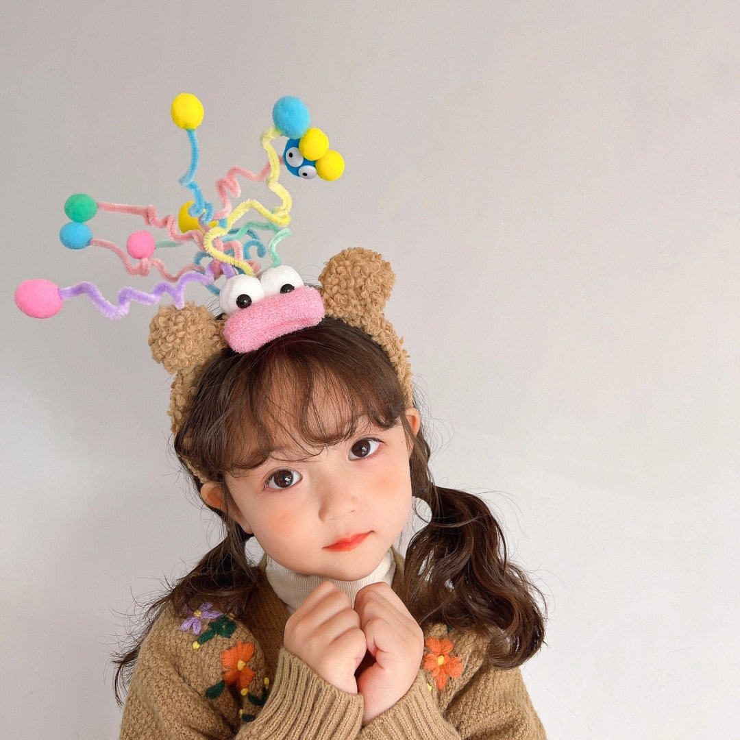 速发搞怪小怪兽皮洛姆发箍儿童超绒可爱头箍头饰摇萌欢乐毛摆扭扭