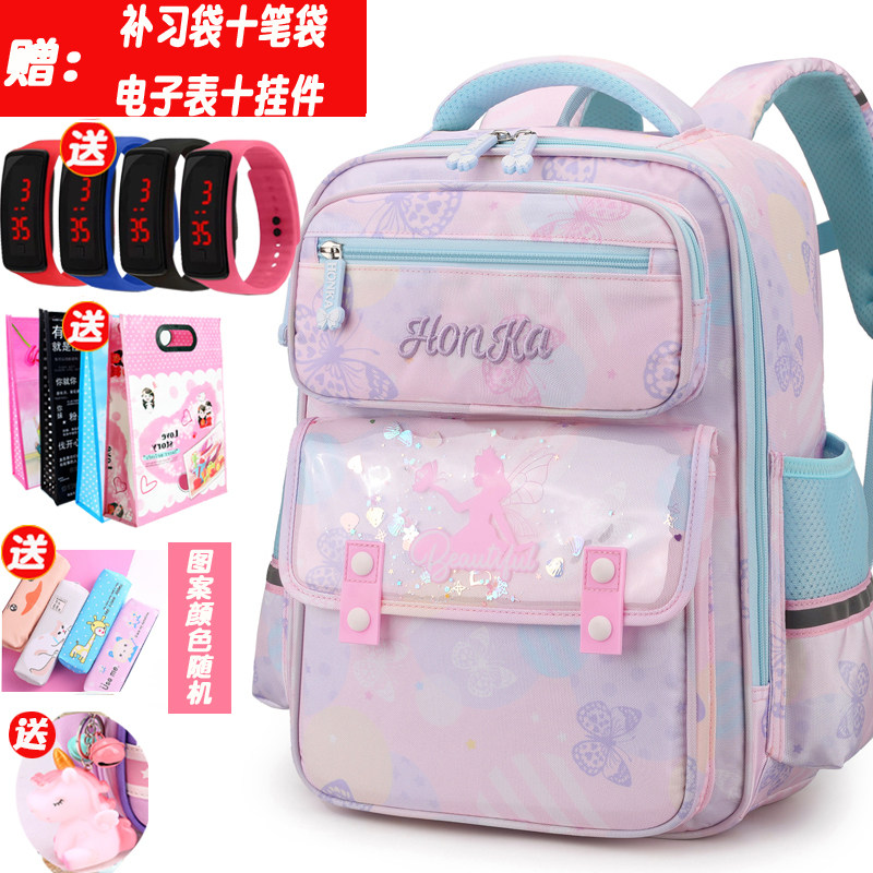 速发小学生书包6新款级-童年2超轻减负护脊大容量可爱多层双肩5