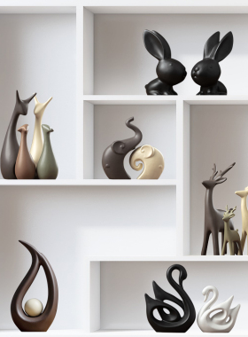 速发客厅轻奢欧式家居饰品摆小电视鹿酒柜柜装饰玄关设摆件