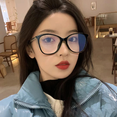 速发复古猫框时尚编织框饰黑装高级感近视度配可数素颜神器