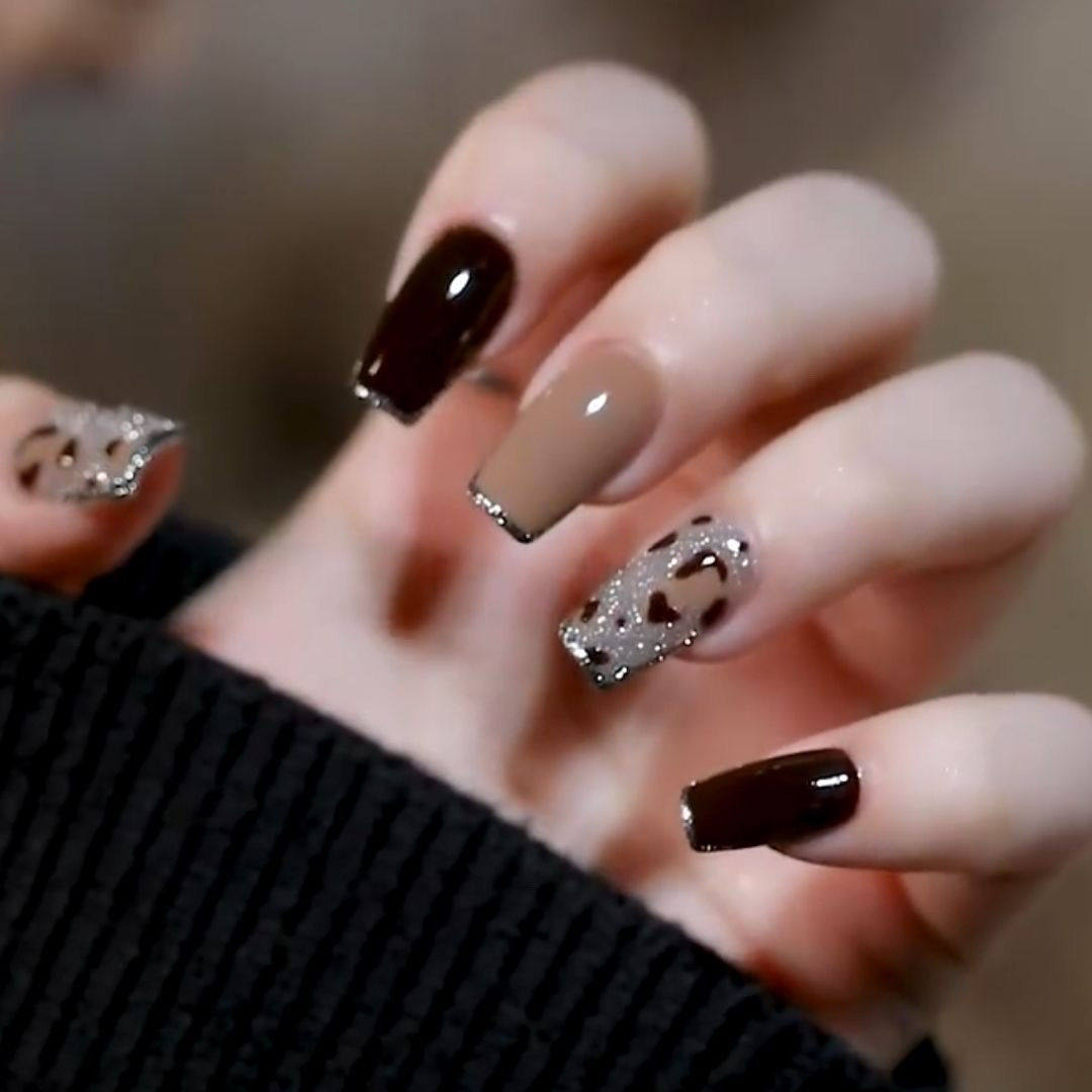 手工定制美甲深车厘子色碎钻豹纹防水学生新娘孕妇可穿戴贵气短款,彩妆/香水/美妆工具,穿戴甲/甲片,淘宝优惠券,粉丝福利购,淘宝优惠卷