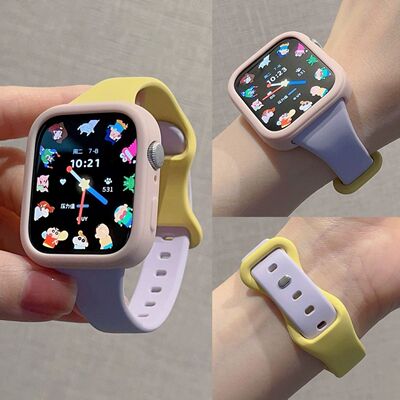 适用华为fit34pro手表撞色小蛮腰细款液态硅胶表带搭配保护软壳女