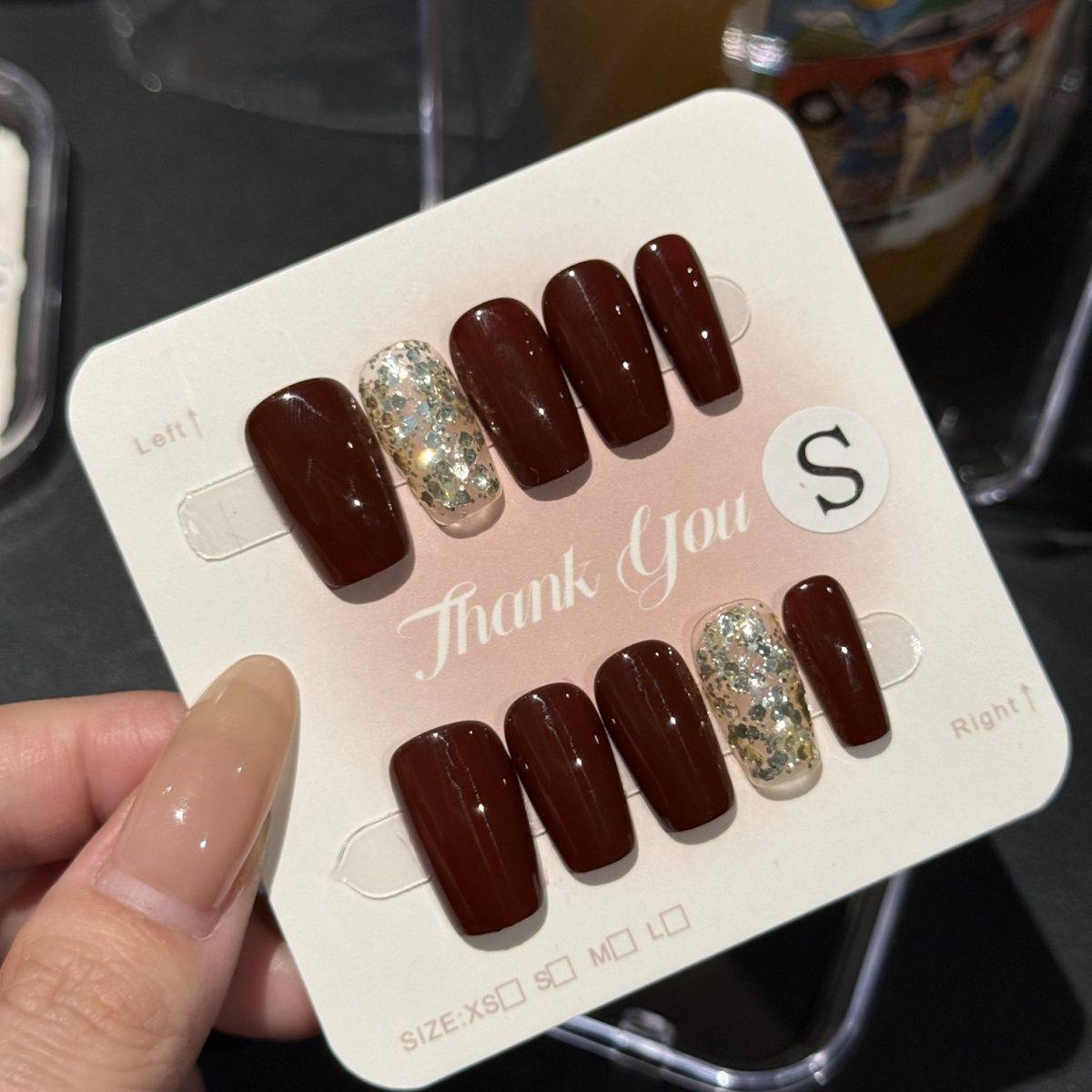 纯手工红色美甲穿戴厘子新款2024香槟秋冬可拆卸显白高级贴片,彩妆/香水/美妆工具,美甲工具,淘宝优惠券,粉丝福利购,淘宝优惠卷