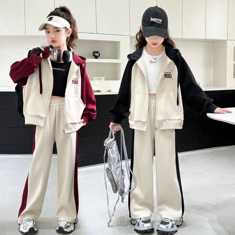 女童套装秋冬季加绒加厚中大童冬装2025新款洋气时髦儿童两套潮