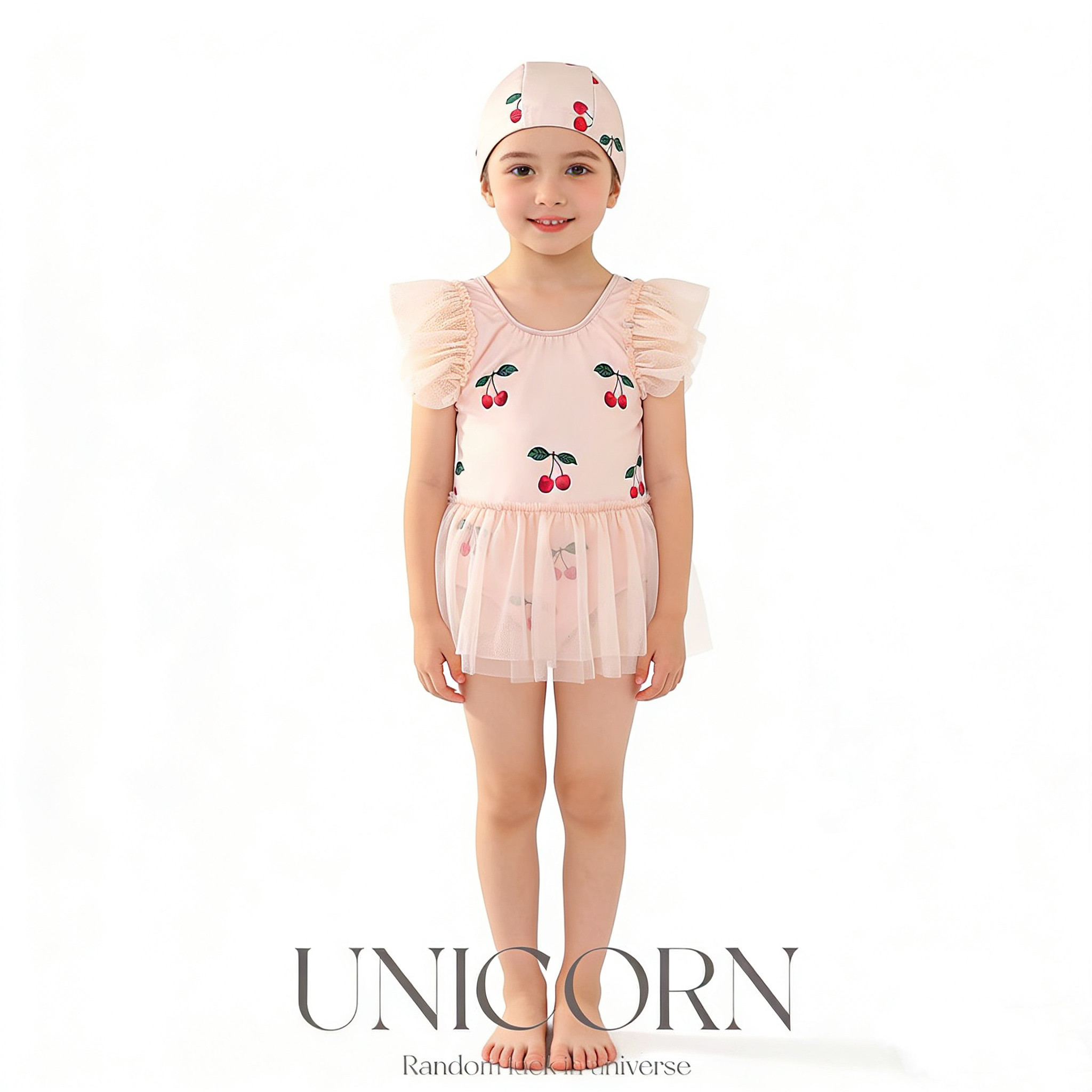 UNICORN女童26年夏季新款网纱裙泳衣公主防晒速干连体背心游泳衣