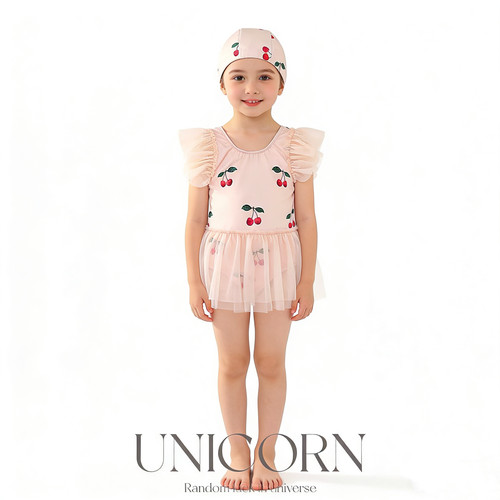 UNICORN女童26年夏季新款网纱裙泳衣公主防晒速干连体背心游泳衣